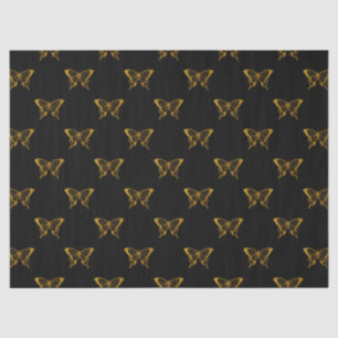 Metallic Gold Foil Butterflies op Black Tissuepapier
