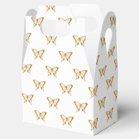 Metallic Gold Foil Butterflies op White Bedankdoosjes (Geopend)