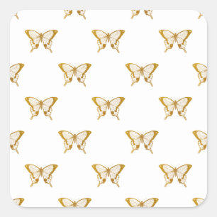 Metallic Gold Foil Butterflies op White Vierkante Sticker