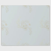 Metallic Gold Foliage & Floral Elegant Dusty Blue Cadeaupapier (Vlak)