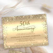 Metallic Gold Glitter 50th Wedding Anniversary Kaart