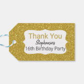 Metallic Gold Glitter Birthday Hartelijk dank Cadeaulabel (Achterkant Horizontaal)