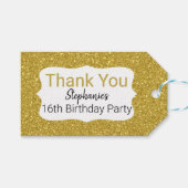 Metallic Gold Glitter Birthday Hartelijk dank Cadeaulabel (Voorkant (Horizontaal))