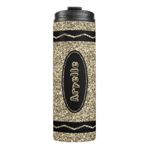 Metallic Gold Glitter Crayon Aangepaste naam Tumbl Thermosbeker