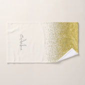 Metallic Gold Glitter Ombre op Cream Monogramed Bad Handdoek (Handdoek)