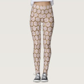 Metallic Gold Glitter Sequins Hexagon Honeycomb Leggings (Voorkant)