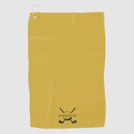 Metallic Gold Golf Towel Featuring Name and Logo Golfhanddoek