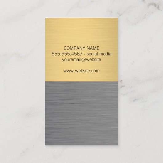 Metallic Gold Grey Color Block Visitekaartje (Achterkant)