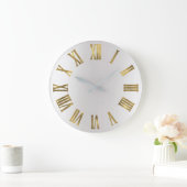 Metallic Gold Grey Silver Roman Numbers Grote Klok (Huis)