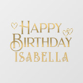 Metallic Gold Happy Birthday Banner met Harten Raamsticker (Vel)