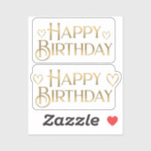 Metallic Gold Happy Birthday Sticker en hart (Vel)
