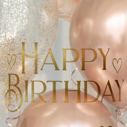 Metallic Gold Happy Birthday Sticker en hart