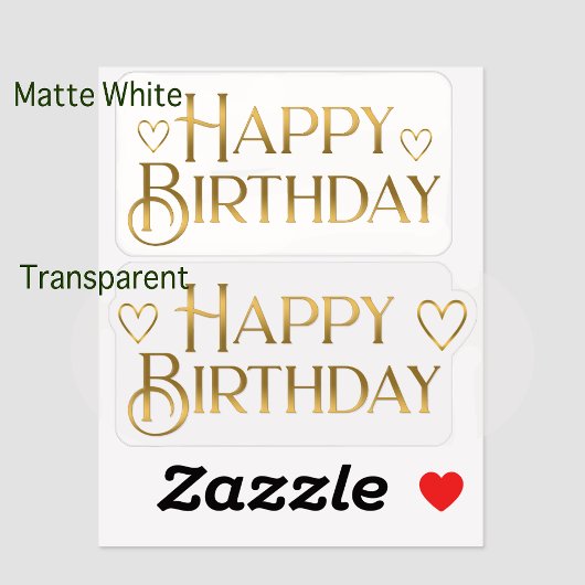 Metallic Gold Happy Birthday Sticker en hart