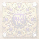 Metallic Gold Happy Day Glass Onderzetter (Achterkant)