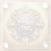 Metallic Gold Happy Day Glass Onderzetter (Achterkant)