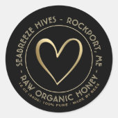 Metallic Gold Heart Organic Honey Jar Label (Voorkant)