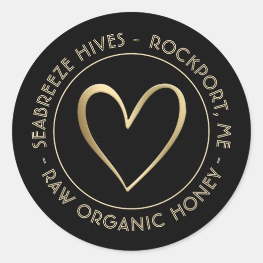 Metallic Gold Heart Organic Honey Jar Label (Voorkant)