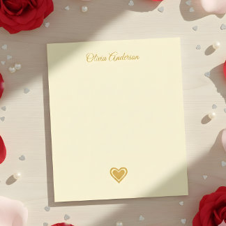 Metallic Gold Heart Valentines Day Personalized Notitieblok