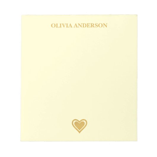 Metallic Gold Heart Valentines Day Personalized Notitieblok (Voorkant)