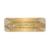 Metallic Gold Heraldic Bee Address Label (Voorkant)