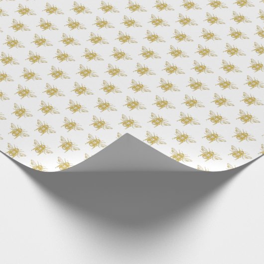 Metallic Gold Honey Bee Cadeaupapier (Hoek)