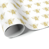 Metallic Gold Honey Bee Cadeaupapier (Rol Hoek)