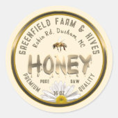 Metallic Gold Honey Label Bee Daisy Bloem Ivoor (Voorkant)