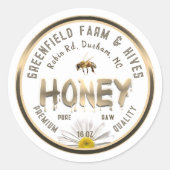 Metallic Gold Honey Label Bee Daisy Flower (Voorkant)