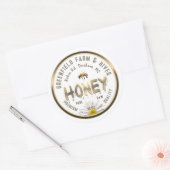Metallic Gold Honey Label Bee Daisy Flower (Envelop)