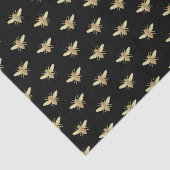 Metallic Gold Honeybee op Black Tissue Paper Tissuepapier (Detail)