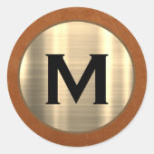 Metallic Gold Initiaal Ronde Sticker (Voorkant)