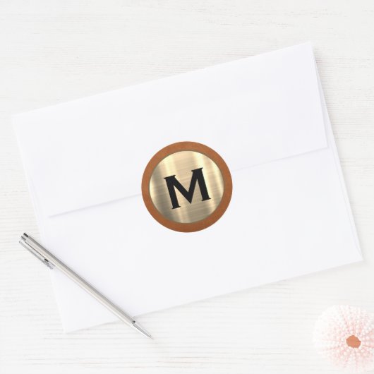Metallic Gold Initiaal Ronde Sticker (Envelop)