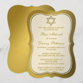 Metallic Gold Jewish Star van David Bar Mitzvah Kaart (Voorkant / Achterkant)