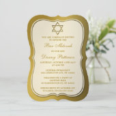 Metallic Gold Jewish Star van David Bar Mitzvah Kaart (Staand voorkant)