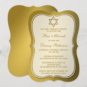 Metallic Gold Jewish Star van David Bar Mitzvah Kaart