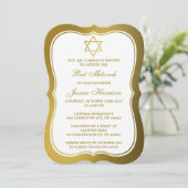 Metallic Gold Jewish Star van David Bat Mitzvah Kaart (Staand voorkant)