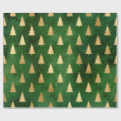 Metallic Gold kerstbomen op groen Cadeaupapier (Vlak)