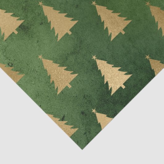 Metallic Gold kerstbomen op groene ontkoppeling Tissuepapier (Detail)
