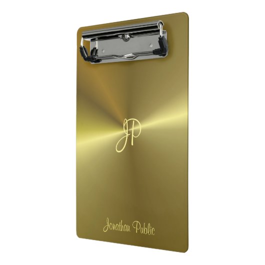 Metallic Gold Kijk Monogram Sjabloon Elegant Mini Klembord (Angled2)