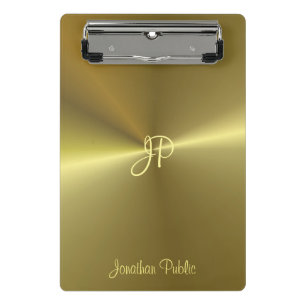 Metallic Gold Kijk Monogram Sjabloon Elegant Mini Klembord