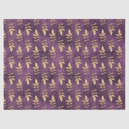 Metallic Gold Leaves op de Paarse ontkoppeling Tissuepapier (Voorkant)