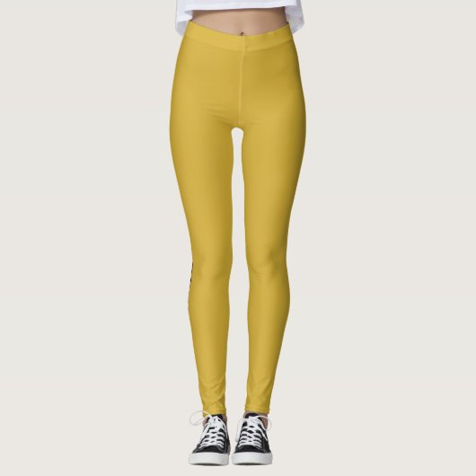 Metallic Gold Leggings with Black Side Stripe (Voorkant)