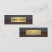 Metallic Gold Lijst | Grijs leder | Bruine textuur Mini Visitekaartje (Voorkant / Achterkant)