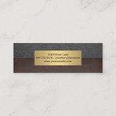 Metallic Gold Lijst | Grijs leder | Bruine textuur Mini Visitekaartje (Achterkant)
