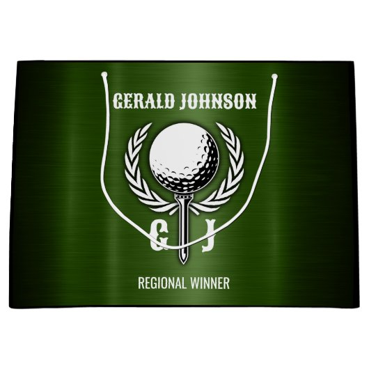 Metallic Gold Lines Golf Monogram Ontwerp Kleine G Groot Cadeauzakje (Voorkant)