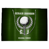 Metallic Gold Lines Golf Monogram Ontwerp Kleine G Groot Cadeauzakje (Achterkant)