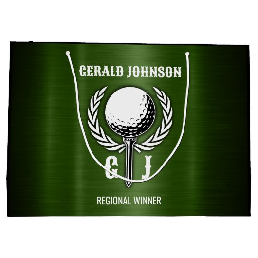 Metallic Gold Lines Golf Monogram Ontwerp Kleine G Groot Cadeauzakje (Achterkant)