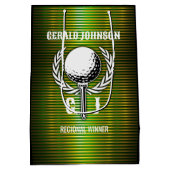 Metallic Gold Lines Golf Monogram Ontwerp Kleine G Medium Cadeauzakje (Achterkant)