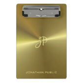Metallic Gold look Elegant Monogram Sjabloon Mini Klembord (Voorkant)