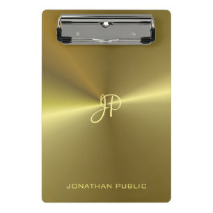 Metallic Gold look Elegant Monogram Sjabloon Mini Klembord